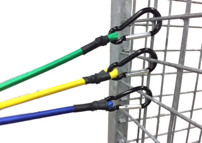 Snelbinders met snap hooks in groen geel en blauw 20 KG