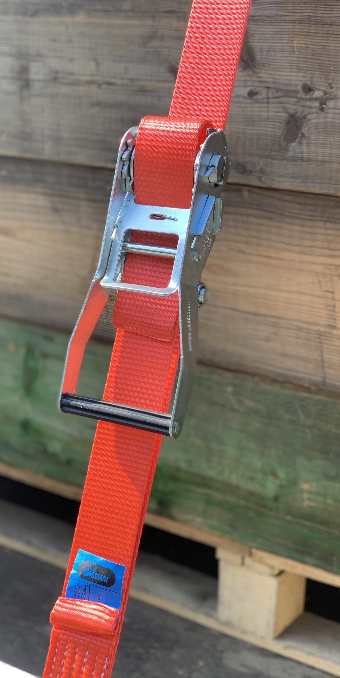 spanband ratel rood met blauwe label 